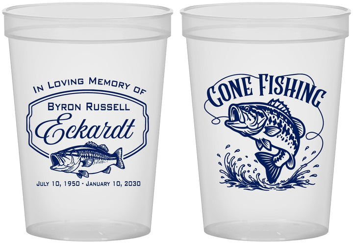 Custom Memorial 16 oz Translucent Cups - Gone Fishing | 310022