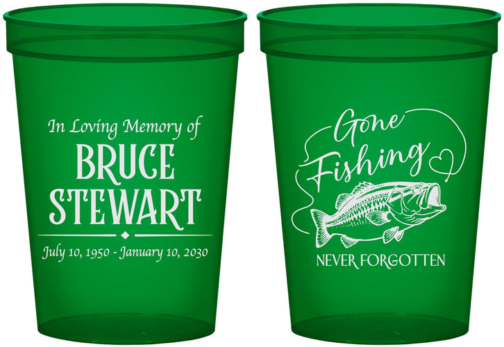 Custom Memorial 16 oz Translucent Cups - Gone Fishing | 310023