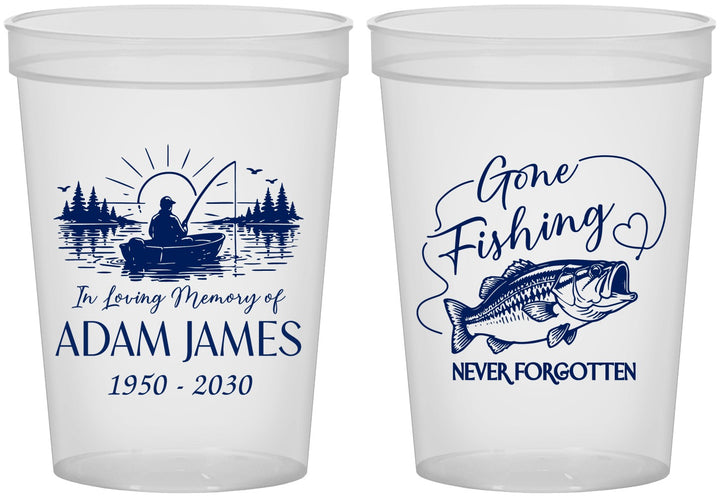 Custom Memorial 16 oz Translucent Cups - Gone Fishing | 310024