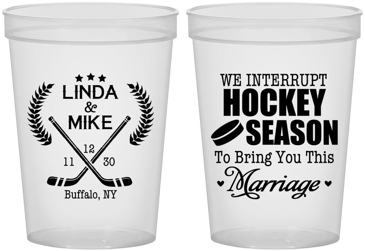 Custom Wedding 16 oz Translucent Cups - We Interrupt Hockey | 312