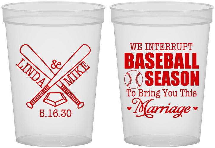 Custom Wedding 16 oz Translucent Cups - We Interrupt Baseball | 313