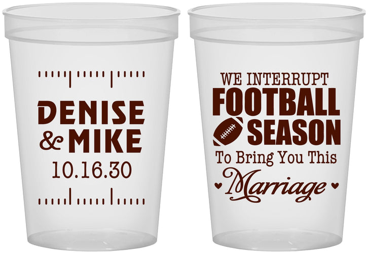 Custom Wedding 16 oz Translucent Cups - We Interrupt Football | 314