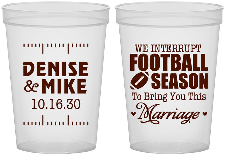 Custom Wedding 16 oz Translucent Cups - We Interrupt Football | 314