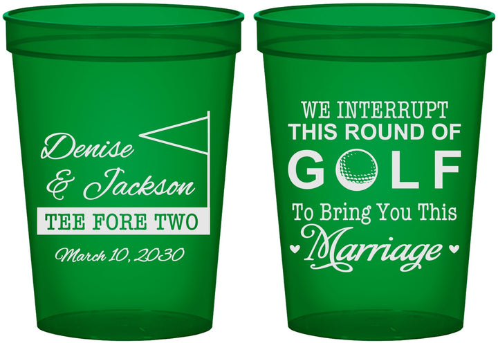 Custom Wedding 16 oz Translucent Cups - We Interrupt Golf | 315