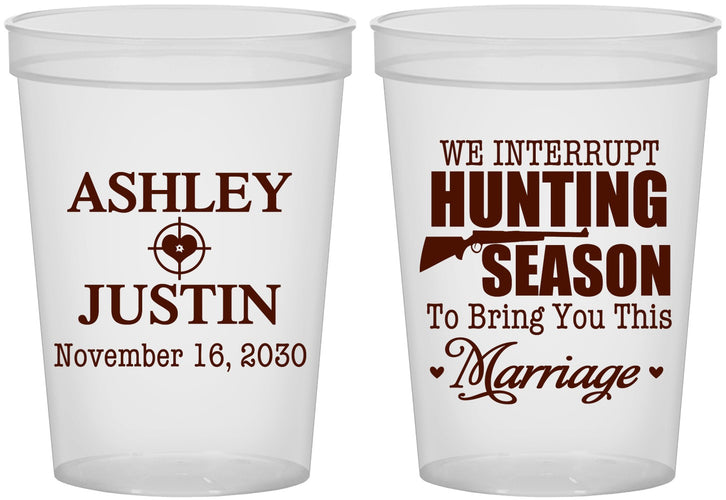 Custom Wedding 16 oz Translucent Cups - We Interrupt Hunting | 316