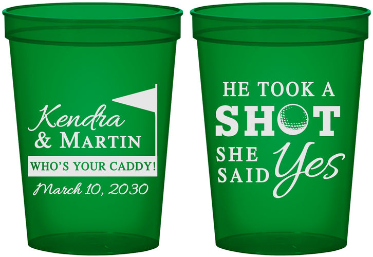 Custom Wedding 16 oz Translucent Cups - Took A Shot Golf | 320