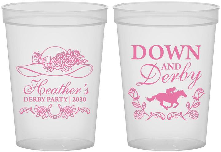 Custom Derby Day 16 oz Translucent Cups - Down And Derby | 320001