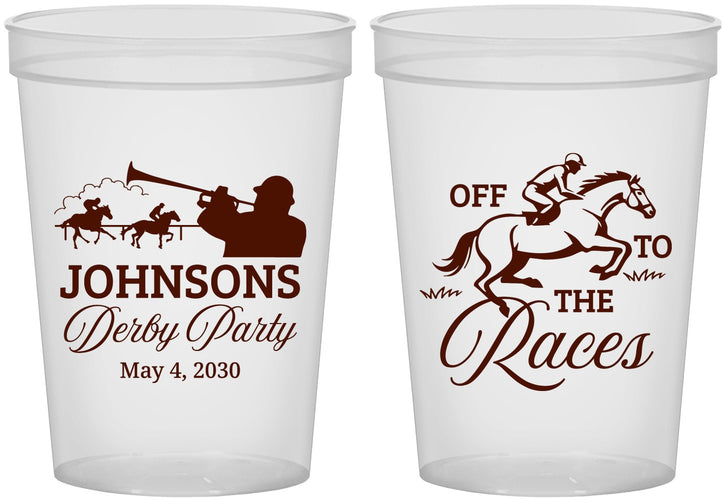 Custom Derby Day 16 oz Translucent Cups - Off To The Races | 320002