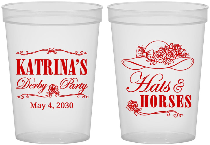 Custom Derby Day 16 oz Translucent Cups - Hats And Horses | 320005