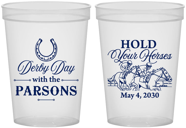 Custom Derby Day 16 oz Translucent Cups - Hold Your Horses | 320008