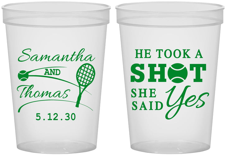 Custom Wedding 16 oz Translucent Cups - Took A Shot Tennis | 321