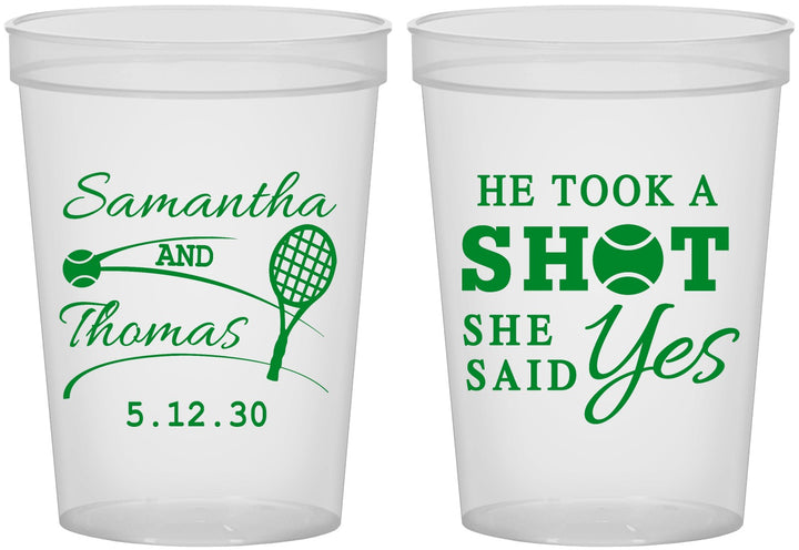 Custom Wedding 16 oz Translucent Cups - Took A Shot Tennis | 321