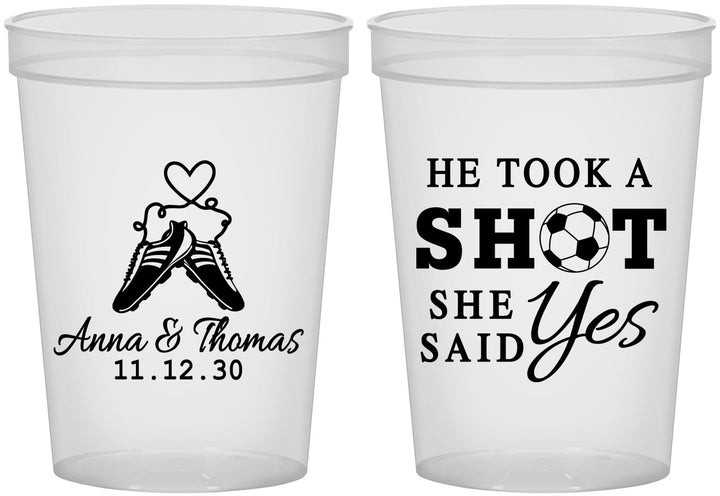 Custom Wedding 16 oz Translucent Cups - Took A Shot Soccer | 322