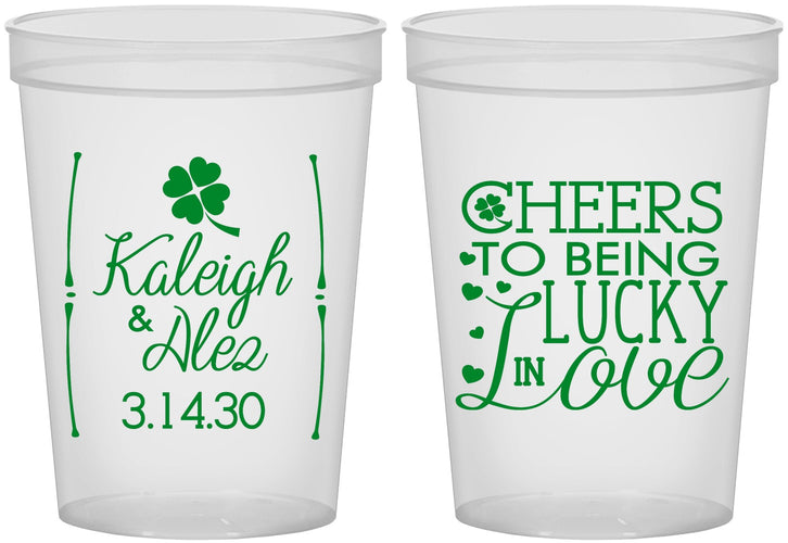 Custom Wedding 16 oz Translucent Cups - Lucky In Love | 328