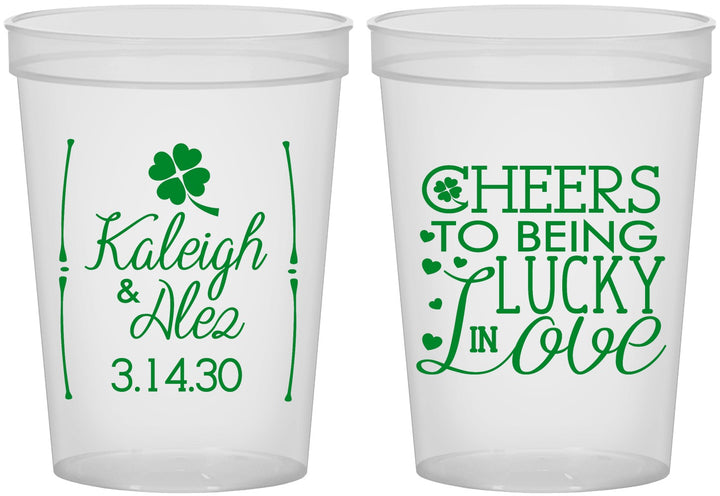 Custom Wedding 16 oz Translucent Cups - Lucky In Love | 328