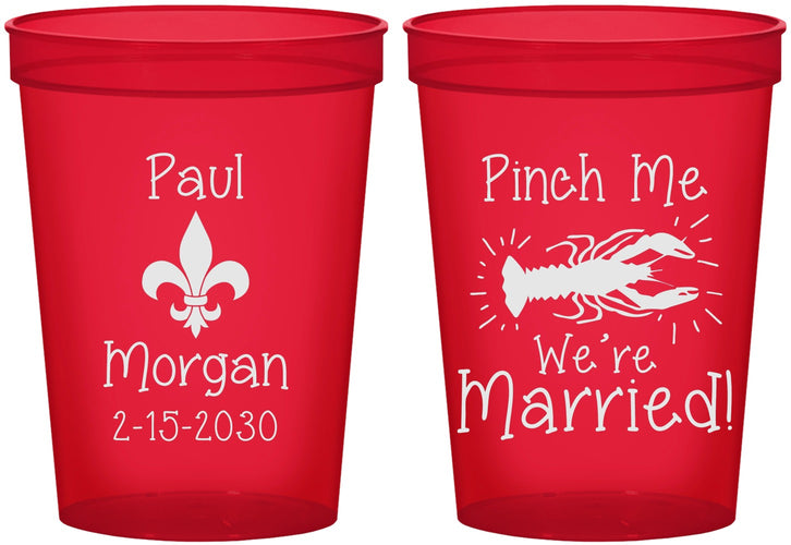 Custom Wedding 16 oz Translucent Cups - Crawfish Boil | 330