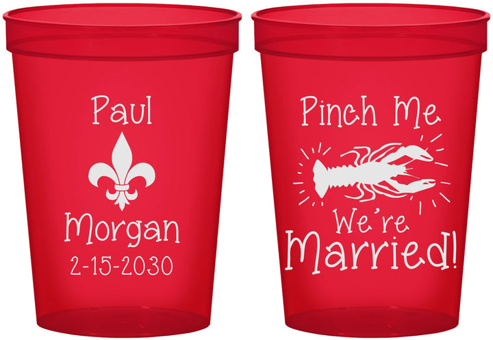 Custom Wedding 16 oz Translucent Cups - Crawfish Boil | 330