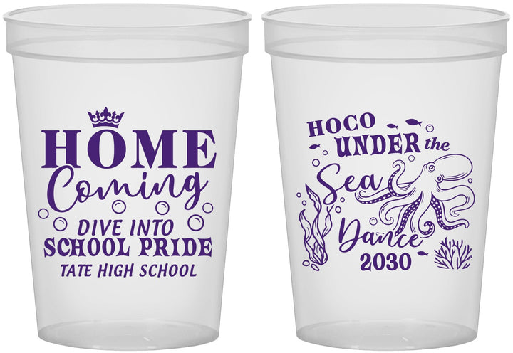 Custom Homecoming 16 oz Translucent Cups - Under The Sea Dance | 330002