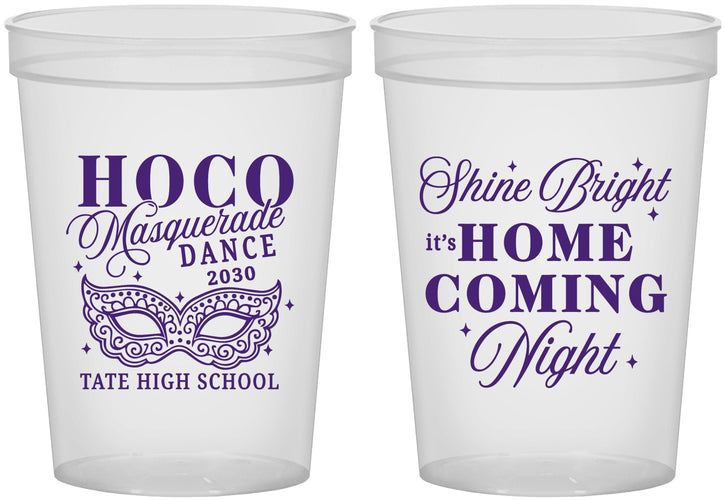 Custom Homecoming 16 oz Translucent Cups - Hoco Masquerade Dance | 330009