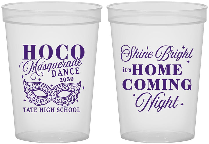 Custom Homecoming 16 oz Translucent Cups - Hoco Masquerade Dance | 330009