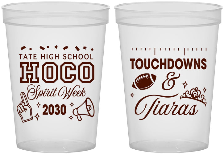 Custom Homecoming 16 oz Translucent Cups - Touchdowns And Tiaras | 330010