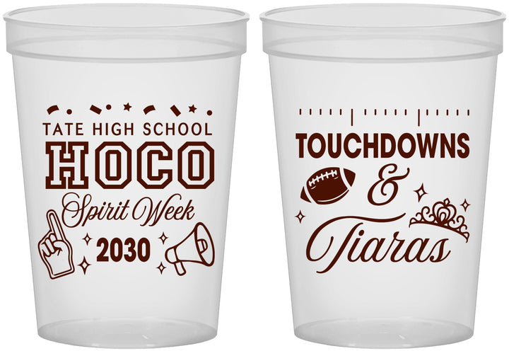Custom Homecoming 16 oz Translucent Cups - Touchdowns And Tiaras | 330010