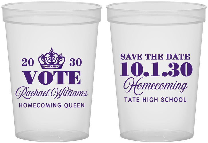 Custom Homecoming 16 oz Translucent Cups - Hoco Queen Vote | 330020