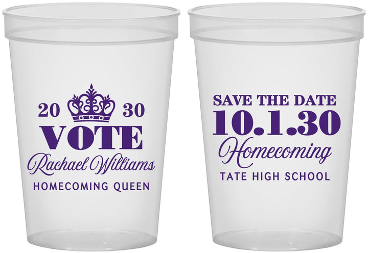 Custom Homecoming 16 oz Translucent Cups - Hoco Queen Vote | 330020