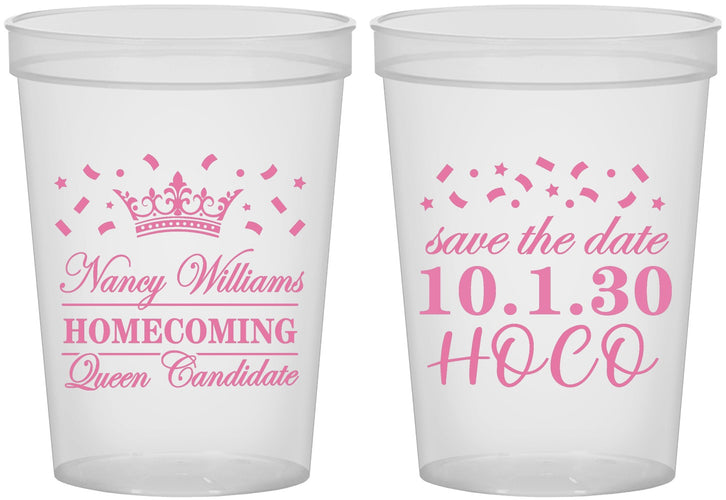 Custom Homecoming 16 oz Translucent Cups - Hoco Queen Vote | 330024