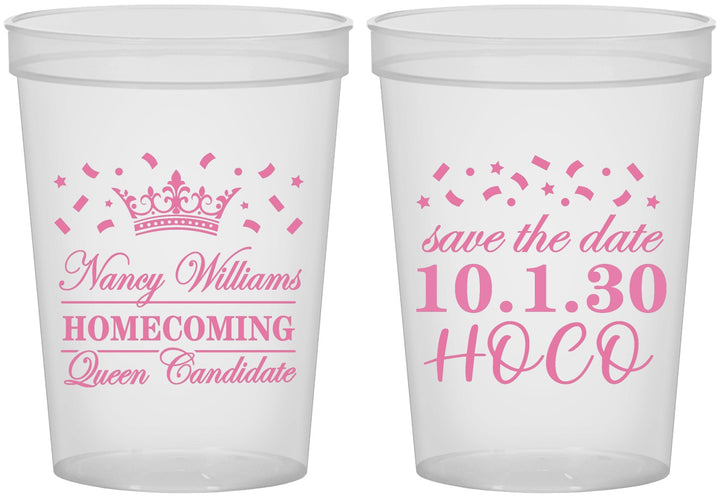 Custom Homecoming 16 oz Translucent Cups - Hoco Queen Vote | 330024