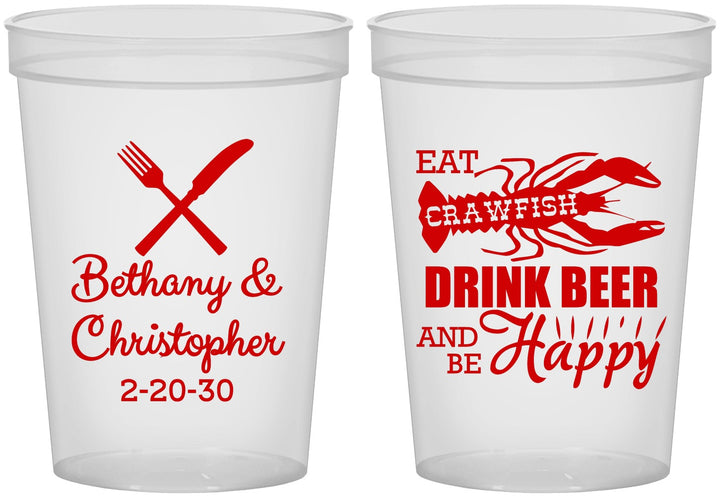 Custom Wedding 16 oz Translucent Cups - Crawfish Boil | 332