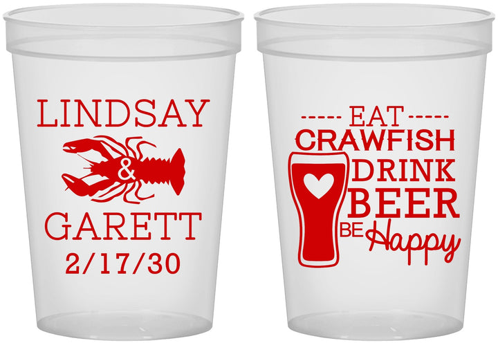 Custom Wedding 16 oz Translucent Cups - Crawfish Boil | 333