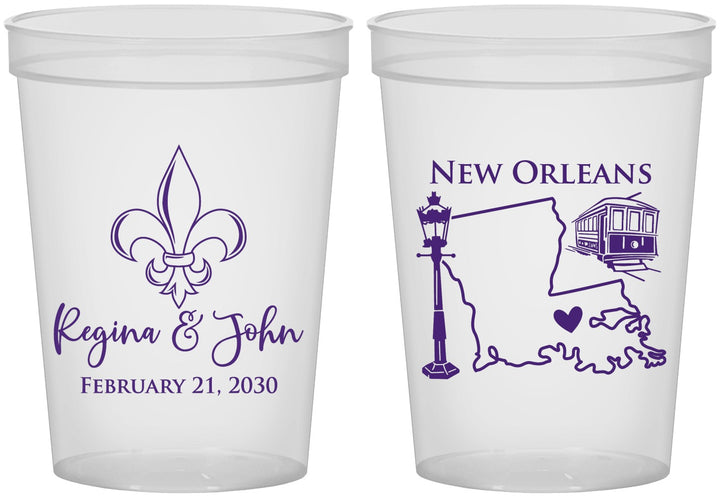 Custom Wedding 16 oz Translucent Cups - New Orleans | 334