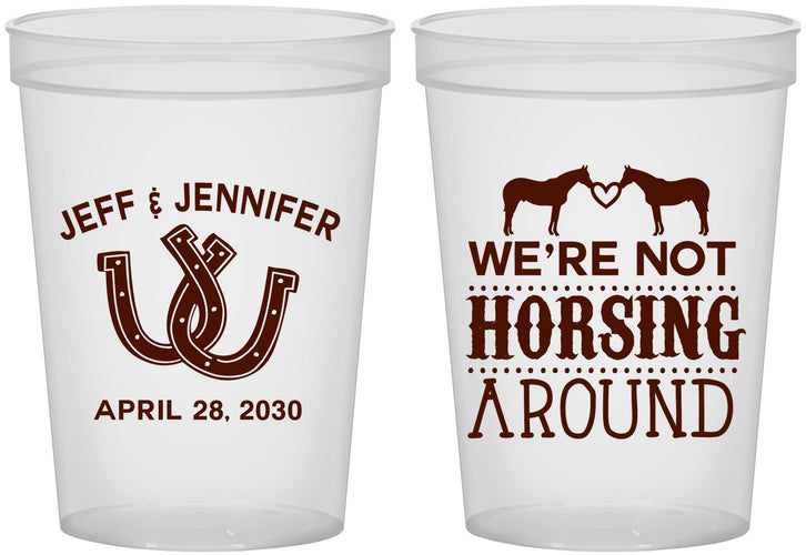 Custom Wedding 16 oz Translucent Cups - Horseshoe | 340