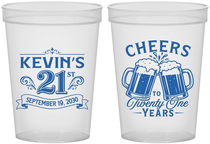 Custom 21st Birthday 16 oz Translucent Cups - Cheers To Twenty One Years | 340000