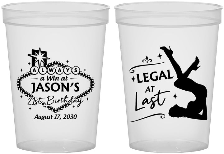 Custom 21st Birthday 16 oz Translucent Cups - Legal At Last Vegas | 340002