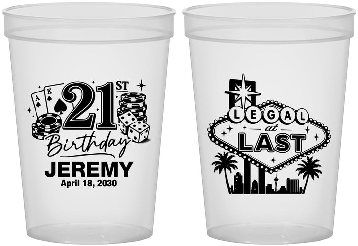 Custom 21st Birthday 16 oz Translucent Cups - Legal At Last Vegas | 340003