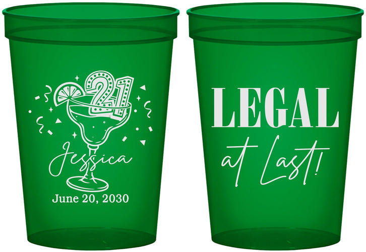 Custom 21st Birthday 16 oz Translucent Cups - Legal At Last | 340005