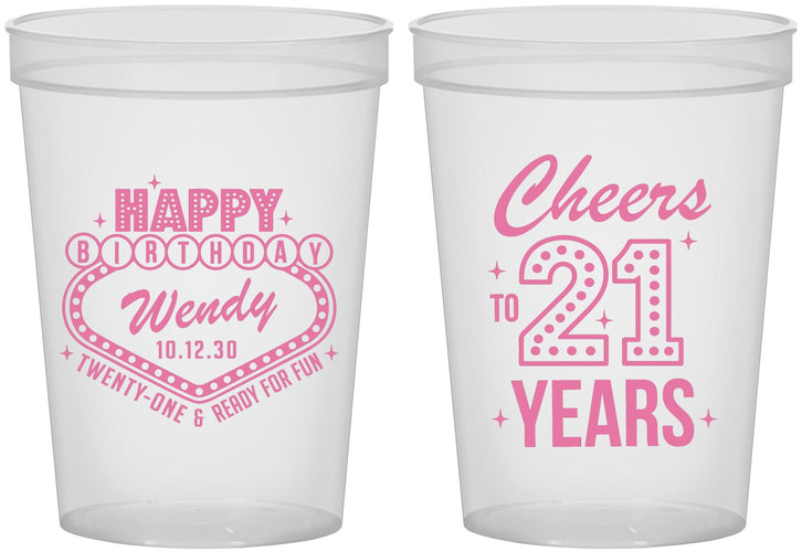 Custom 21st Birthday 16 oz Translucent Cups - Vegas | 340007