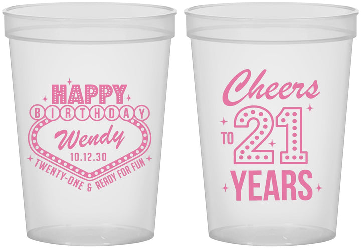 Custom 21st Birthday 16 oz Translucent Cups - Vegas | 340007