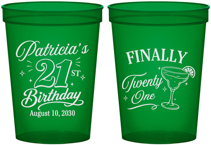 Custom 21st Birthday 16 oz Translucent Cups - Finally Twenty One | 340008