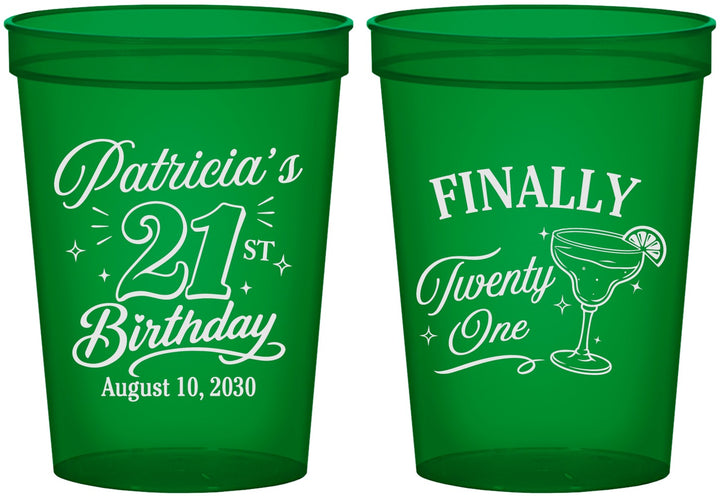 Custom 21st Birthday 16 oz Translucent Cups - Finally Twenty One | 340008