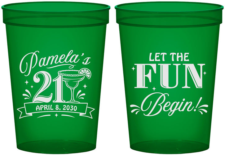 Custom 21st Birthday 16 oz Translucent Cups - Let The Fun Begin | 340009