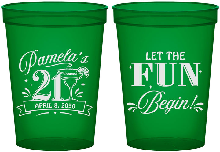 Custom 21st Birthday 16 oz Translucent Cups - Let The Fun Begin | 340009