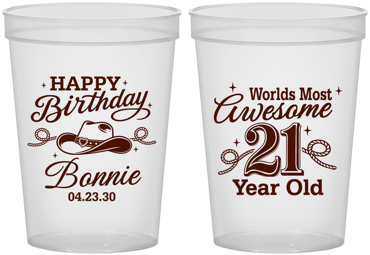 Custom 21st Birthday 16 oz Translucent Cups - Cowgirl | 340013