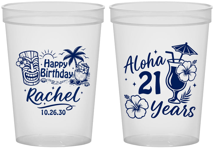 Custom 21st Birthday 16 oz Translucent Cups - Aloha Hawaii | 340016