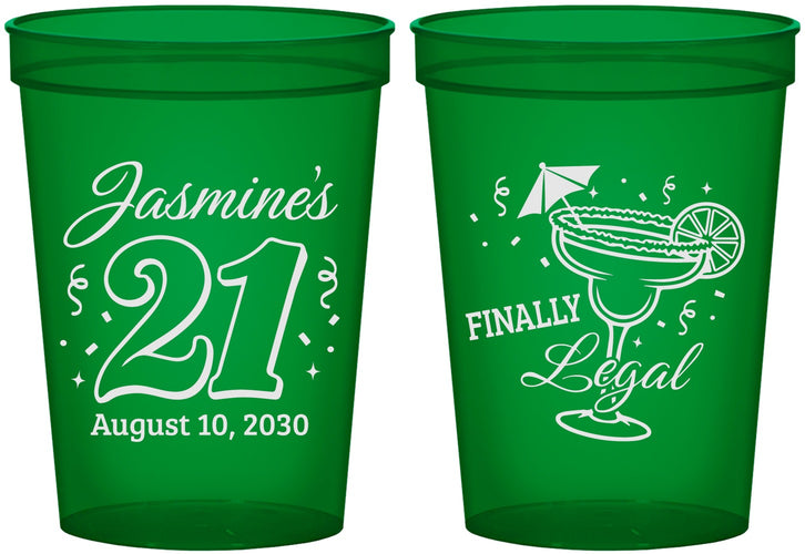 Custom 21st Birthday 16 oz Translucent Cups - Finally Legal | 340018