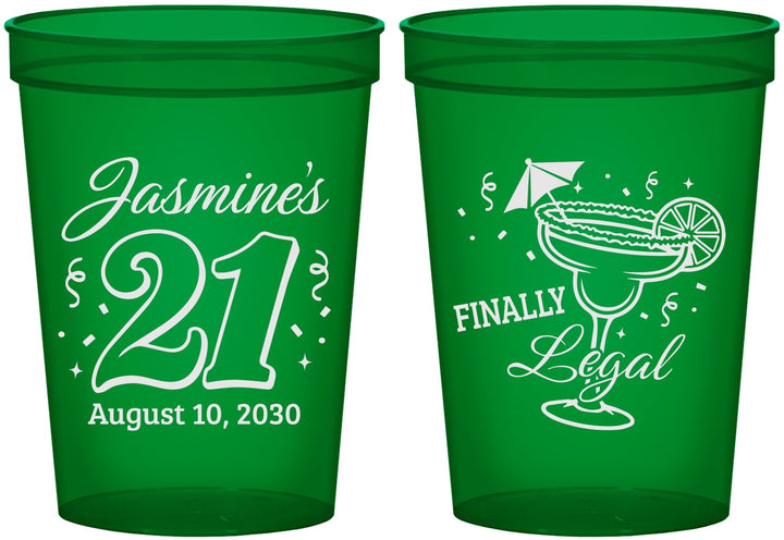 Custom 21st Birthday 16 oz Translucent Cups - Finally Legal | 340018