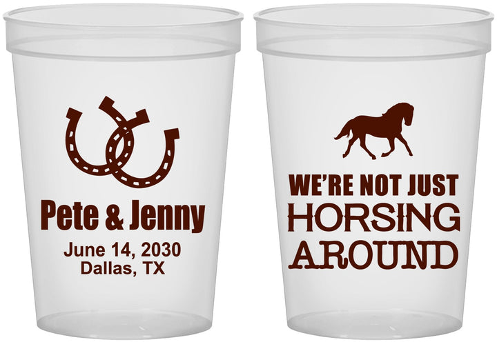 Custom Wedding 16 oz Translucent Cups - Horseshoe | 341