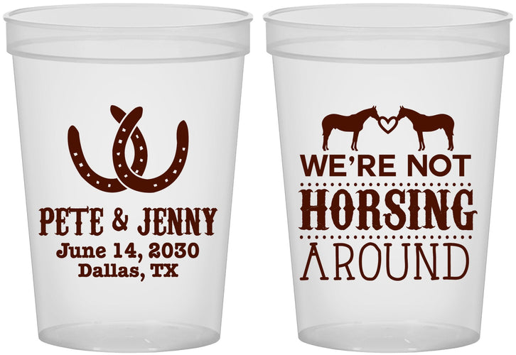 Custom Wedding 16 oz Translucent Cups - Horseshoe | 342